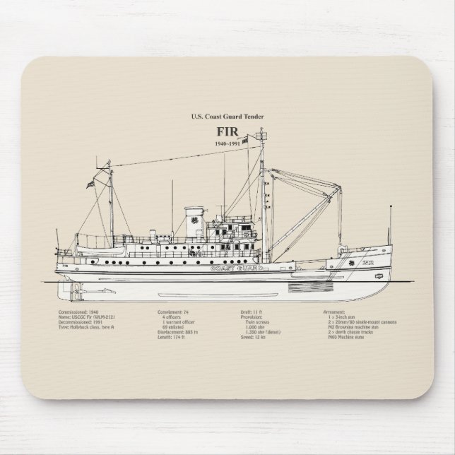 USCG Tender Fir wlm-212 - SBD Mouse Mat (Front)