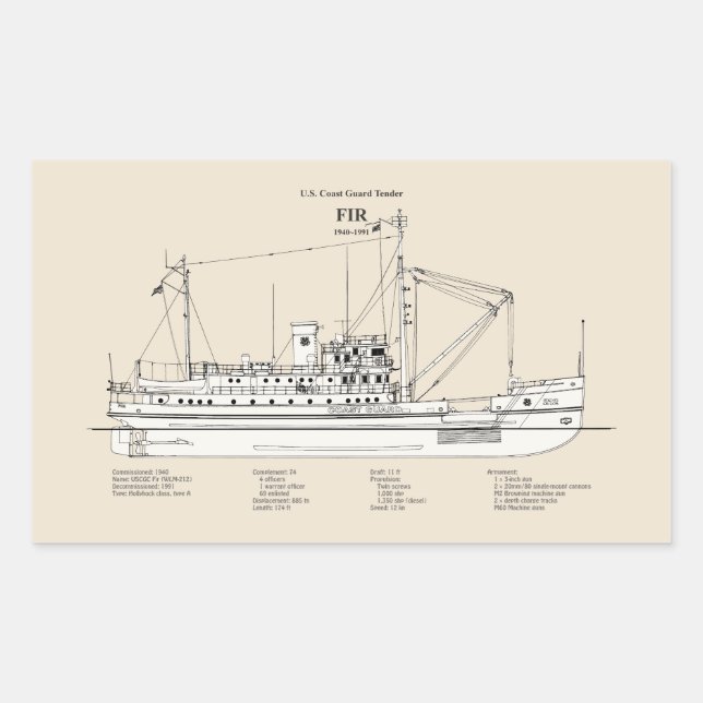 USCG Tender Fir wlm-212 - SBD Rectangular Sticker (Front)
