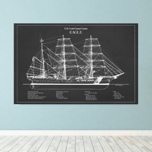 USCGC Eagle wix-327 – PD Canvas Print (Insitu(Wood Floor))