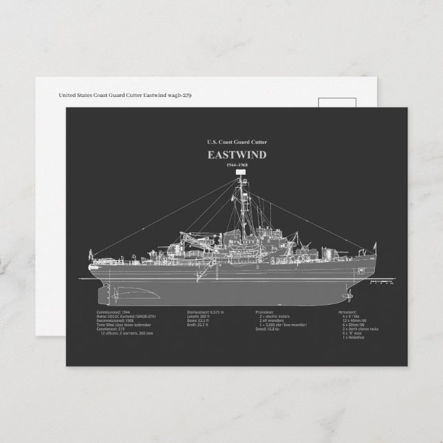 USCGC Eastwind wagb-279 – PD Postcard (Front/Back)