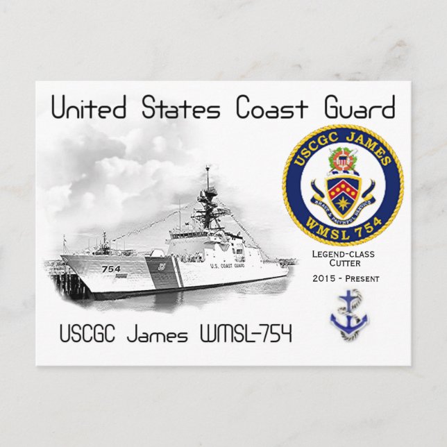 USCGC JAMES WMSL-754 CUTTER POSTCARD (Front)