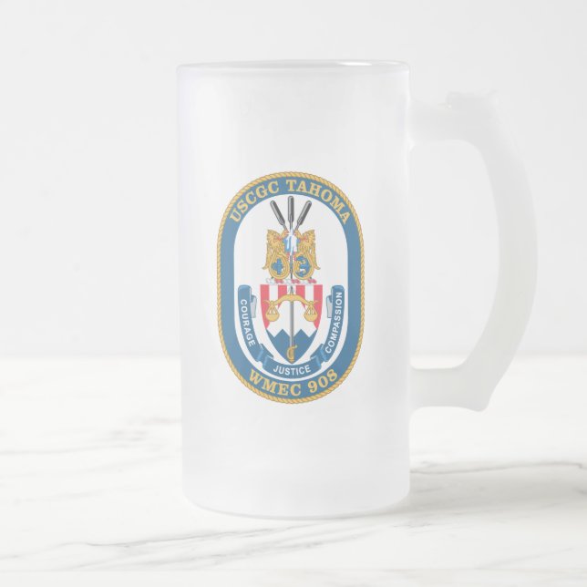 USCGC Tahoma WMEC-908 Frosted Glass Beer Mug (Right)