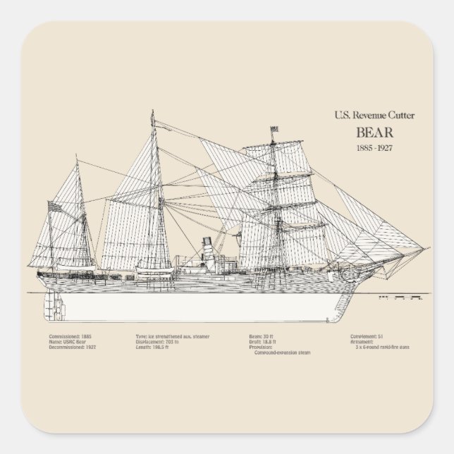 USCGRC USRC Bear - SBD Square Sticker (Front)