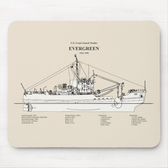 USCGT Evergreen wlb-295 - SBD Mouse Mat (Front)