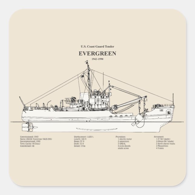 USCGT Evergreen wlb-295 - SBD Square Sticker (Front)