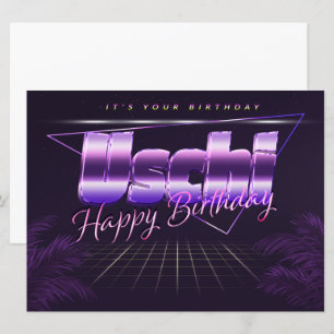 Uschi Name Vorname lila retro Karte Geburtstag Card