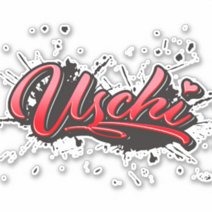 Uschi red Heart Graffiti Sticker