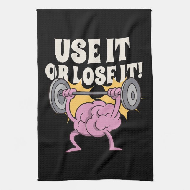 Use and train your brain tea towel (Vertical)