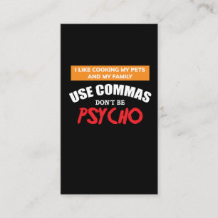 Use Commas Funny Grammar English Teacher Business Card
