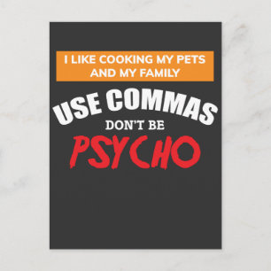 Use Commas Funny Grammar English Teacher Postcard