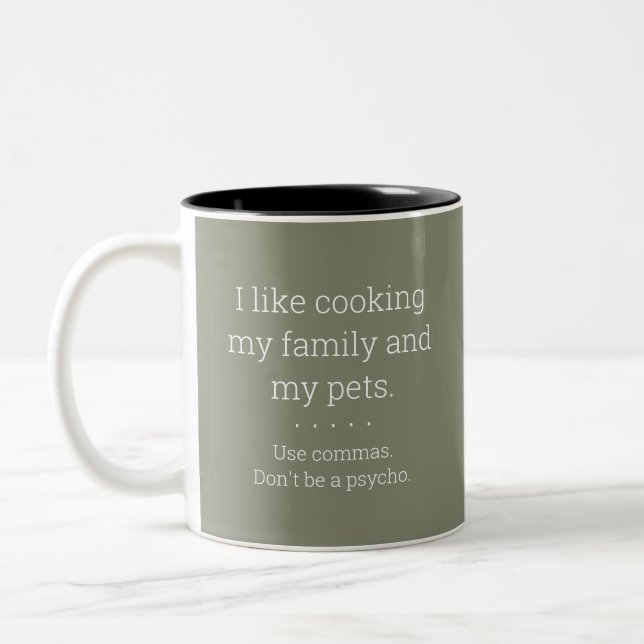 Use Commas - Grammar Rule Mug - Olive (Left)