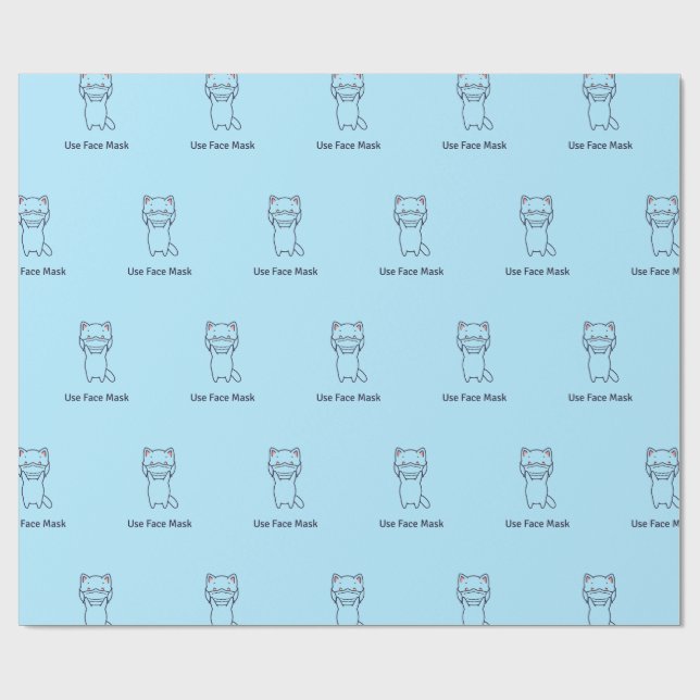 USE FACE MASK KITTEN Wrapping Paper (Flat)
