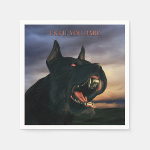 Use If You Dare. Big, black dog Napkin