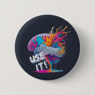 Use It - Colourful Splash Brain 6 Cm Round Badge