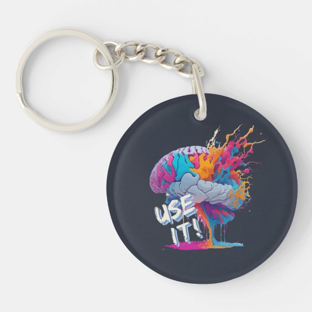 Use It - Colourful Splash Brain Key Ring (Front)