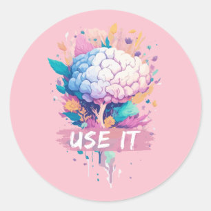 Use It - Cute Brain Design Classic Round Sticker