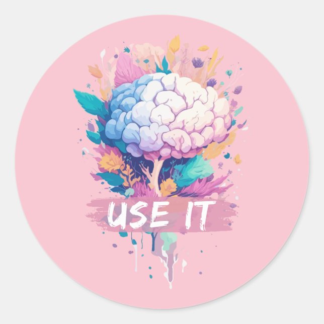 Use It - Cute Brain Design Classic Round Sticker (Front)