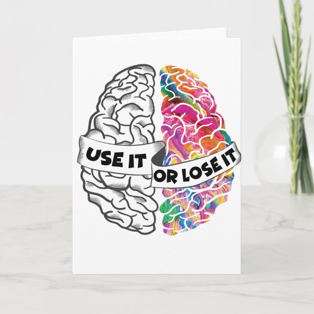 Use It Or Lose It - Funny Brain Holiday Card (Front)