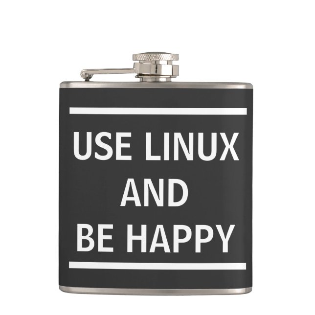 Use Linux and be Happy Hip Flask (Front)