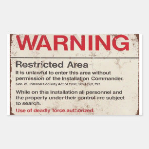 Use of deadly force authorised rectangular sticker