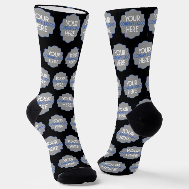 Use Own Company Logo Black Business Logo Socks (Angled)