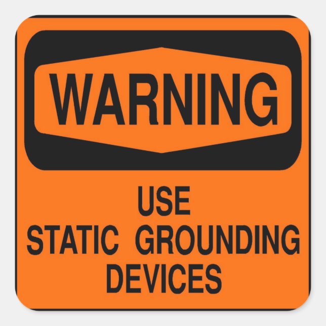 Use static grounding device square sticker (Front)