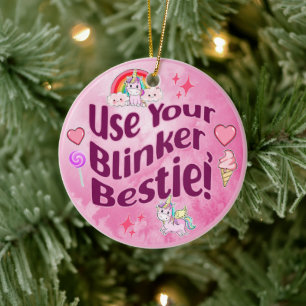 Use Your Blinker, Bestie! BFF Best Friends Heart Ceramic Tree Decoration
