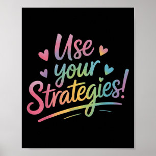 Use Your Strategies Test Day Teacher Student Motiv Poster