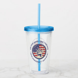 Use Your Vote Patriotic Liberty Badge Acrylic Tumbler