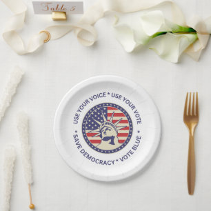 Use Your Vote Patriotic Liberty Badge  Paper Plate