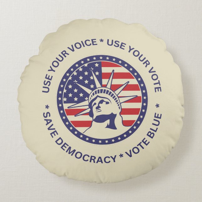 Use Your Vote Patriotic Liberty Badge  Round Cushion (Front)