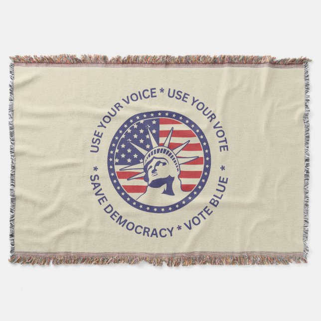 Use Your Vote Patriotic Liberty Badge  Throw Blanket (Front)