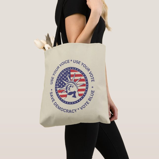 Use Your Vote Patriotic Liberty Badge Tote Bag (Close Up)
