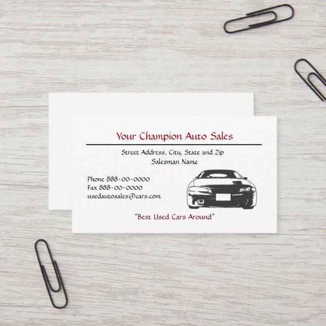 Used Car Dealer Business Card (Front/Back In Situ)
