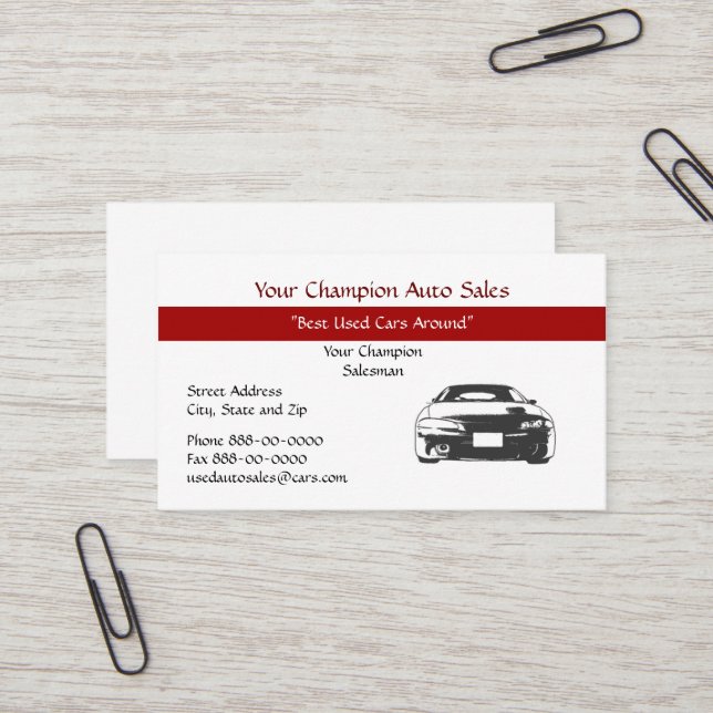 Used Car Dealer Business Card (Front/Back In Situ)