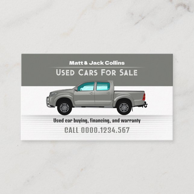 Used Cars For Sales | Parts Services Business Card (Front)