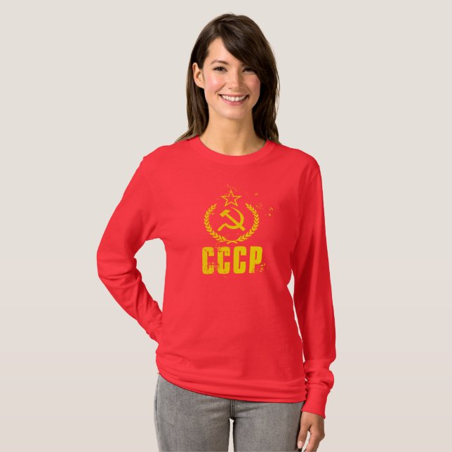Used Communist CCCP Flag Women's Shirt (Front Full)
