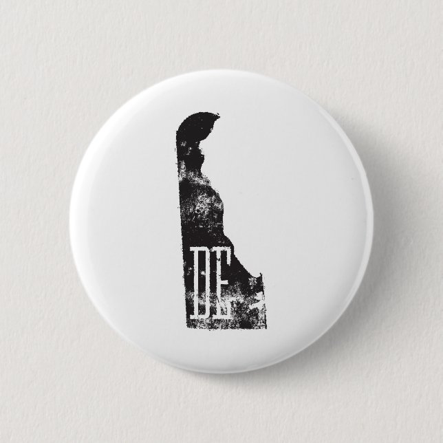 Used Delawar State Map DE Abbreviation 6 Cm Round Badge (Front)