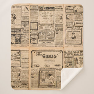Used paper background. Old newspaper page with vin Sherpa Blanket