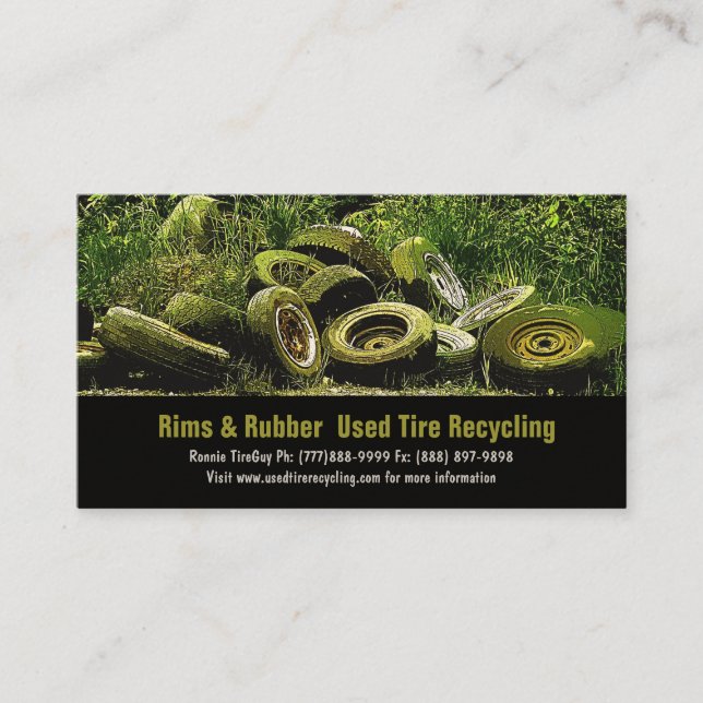 Used Tires Recycling Dump or Depot Centre Business Card (Front)