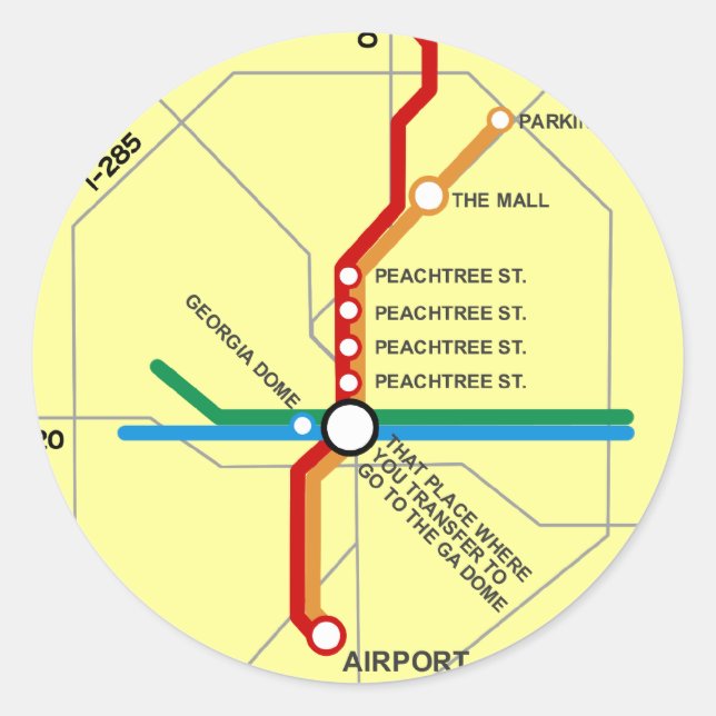 Useful Atlanta Subway Map Classic Round Sticker (Front)