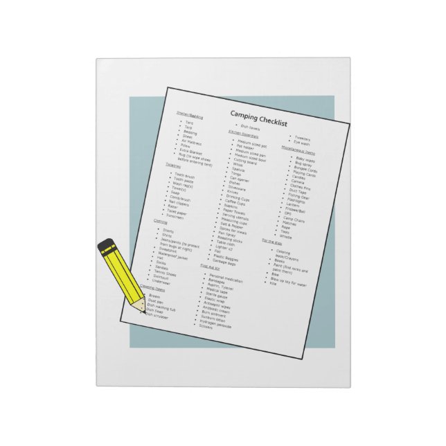 Useful Camping Packing Checklist Notepad (Rotated)