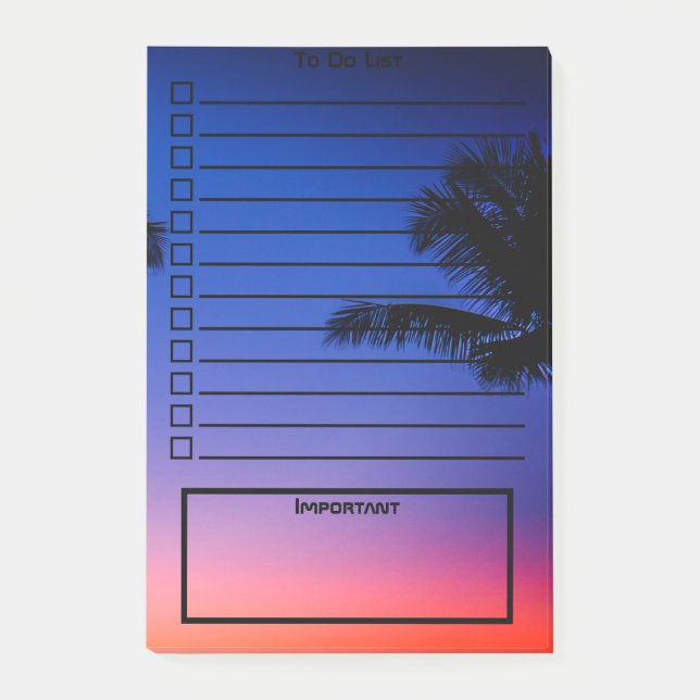 Useful To Do List | Evening Tropical Vibes | Photo Post-it Notes (Front)