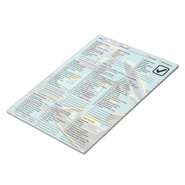 Useful Travel Packing Checklist Notepad (Angled)