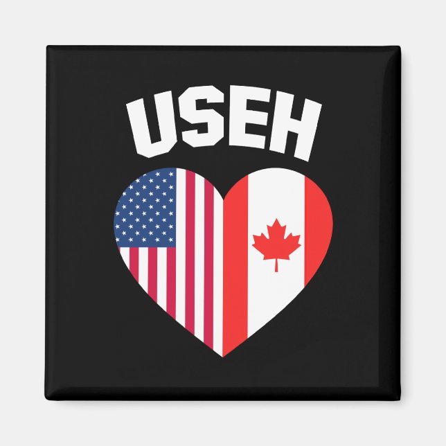USEH America Canada Flag Funny American Canadian Magnet (Front)