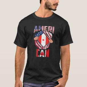 Useh Cdn Maple Leaf Half Canadian Half American Fl T-Shirt