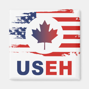 USEH Half Canadian American Canada USA Flag United Magnet