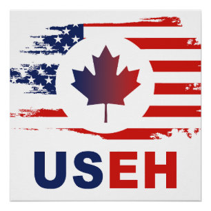 USEH Half Canadian American Canada USA Flag United Poster