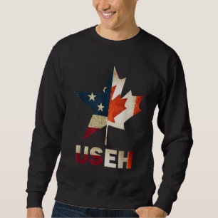 USEH Leaf Canadian American Flag Canada USA Flag G Sweatshirt