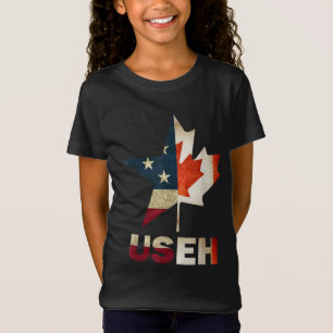 USEH Leaf Canadian American Flag Canada USA Flag G T-Shirt